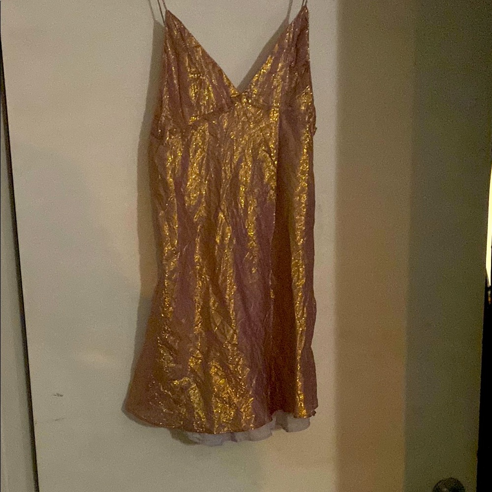 Kimchi Blue - Elegant Gold Slip Dress S 4